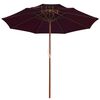 vidaXL Dvoupatrový slunečník s dřevěnou tyčí bordó 270 cm