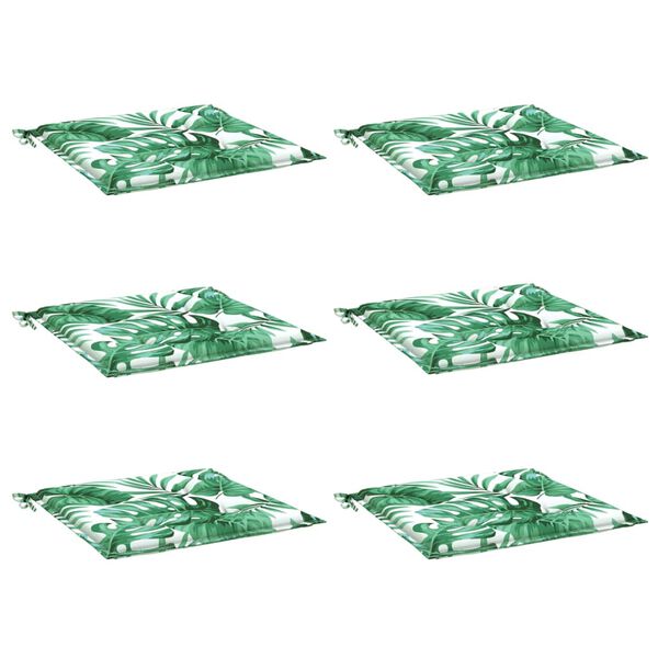 vidaXL Podušky na židli 6 ks vzor listů 50 x 50 x 4 cm textil