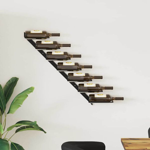 vidaXL N&aacute;stěnn&yacute; stojan na v&iacute;no na 7 lahv&iacute; čern&yacute; kov