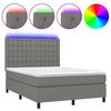 vidaXL Box spring postel s matrac&iacute; a LED tmavě &scaron;ed&aacute; 140x200 cm textil