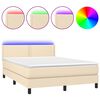 vidaXL Box spring postel s matrac&iacute; a LED kr&eacute;mov&aacute; 140x200 cm textil