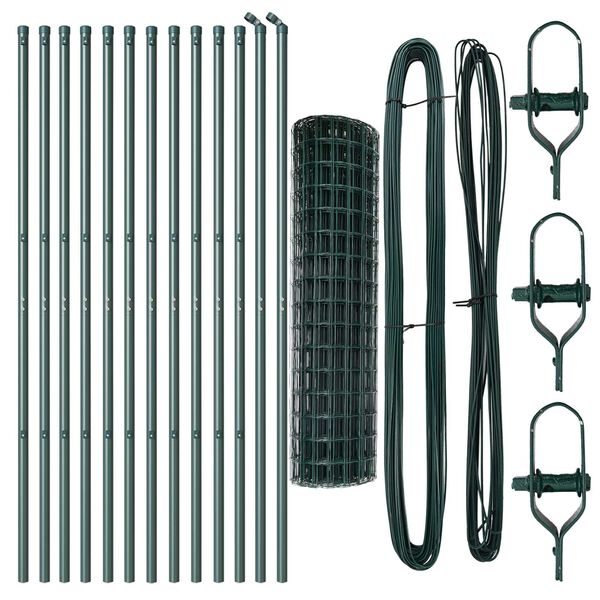 vidaXL Plot s sloupkem Zelená 1 x 25 m Ocel a PVC