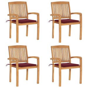 vidaXL Stohovac&iacute; zahradn&iacute; židle s podu&scaron;kami 4 ks masivn&iacute; teak