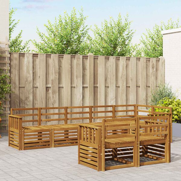 vidaXL Sedac&iacute; soupravy 8 pcs Př&iacute;rodn&iacute; Masivn&iacute; ak&aacute;tov&eacute; dřevo