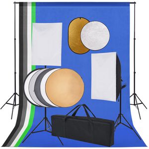 vidaXL Foto studio set se softboxy, fotopozad&iacute;m a odraznou deskou
