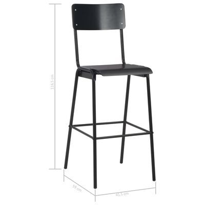 vidaXL Barové židle 6 ks černé masivní překližka a ocel