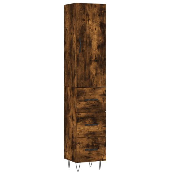vidaXL Skř&iacute;ň highboard kouřov&yacute; dub 34,5 x 34 x 180 cm kompozitn&iacute; dřevo