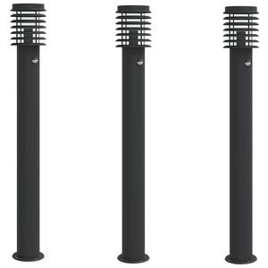 vidaXL Venkovn&iacute; stojac&iacute; lampy s čidly 3 ks čern&eacute; 110 cm nerezov&aacute; ocel