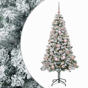 vidaXL Uměl&yacute; v&aacute;nočn&iacute; stromek s baňkami 120 cm 150 LED Tepl&aacute; b&iacute;l&aacute;
