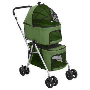 vidaXL 2patrov&yacute; skl&aacute;dac&iacute; koč&aacute;rek pro psa zelen&yacute; 83 x 48 x 97 cm oxford