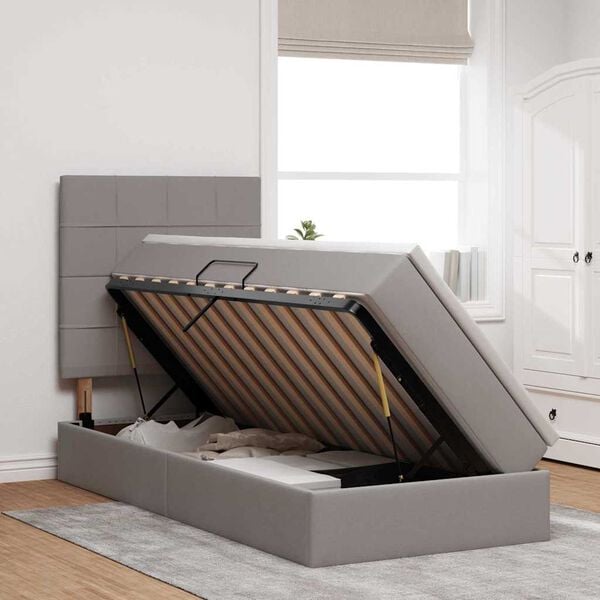 vidaXL Postel s &uacute;ložn&yacute;m prostorem a matrac&iacute; s čelo Taupe 100 x 200 cm