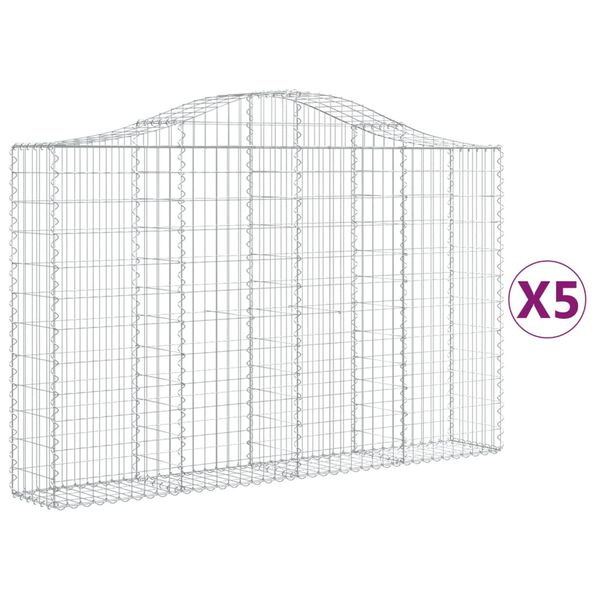 vidaXL Klenut&eacute; gabionov&eacute; ko&scaron;e 5 ks 200x30x120/140cm pozinkovan&eacute; železo