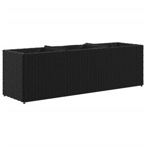 vidaXL Zahradn&iacute; truhl&iacute;k s kolečky a 3 květin&aacute;či čern&yacute; 105 x 30 x 32 cm