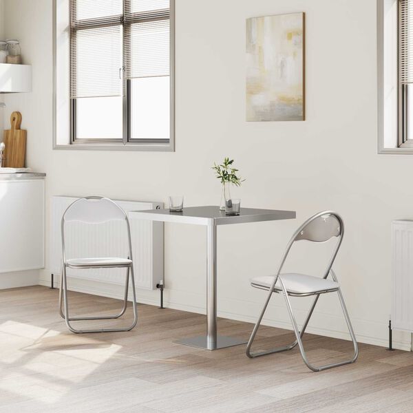 vidaXL Skl&aacute;dac&iacute; židle 2 pcs B&iacute;l&aacute; a &scaron;ed&aacute; 48 x 43,5 x 81 cm Uměl&aacute; kůže