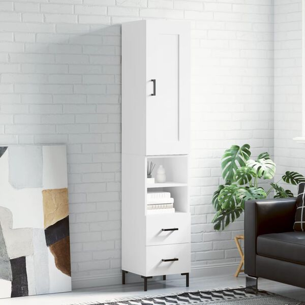 vidaXL Skř&iacute;ň highboard b&iacute;l&aacute; 34,5 x 34 x 180 cm kompozitn&iacute; dřevo