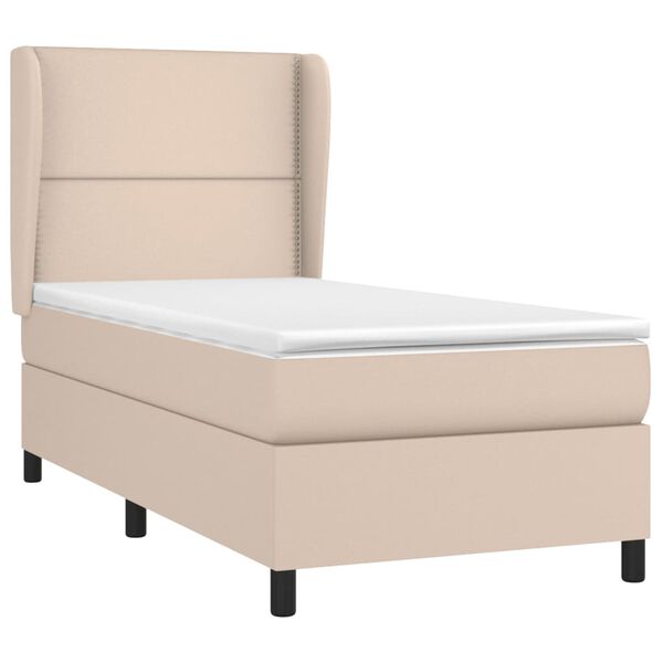vidaXL Box spring postel s matrac&iacute; cappuccino 90x200 cm uměl&aacute; kůže