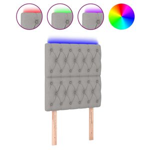 vidaXL Čelo postele s LED světle &scaron;ed&eacute; 80x7x118/128 cm textil