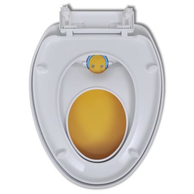 Bílé a žluté WC sedátko s pomalým sklápěním dospělí/děti