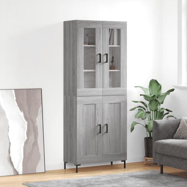 vidaXL Skř&iacute;ň highboard &scaron;ed&aacute; sonoma 69,5 x 34 x 180 cm kompozitn&iacute; dřevo