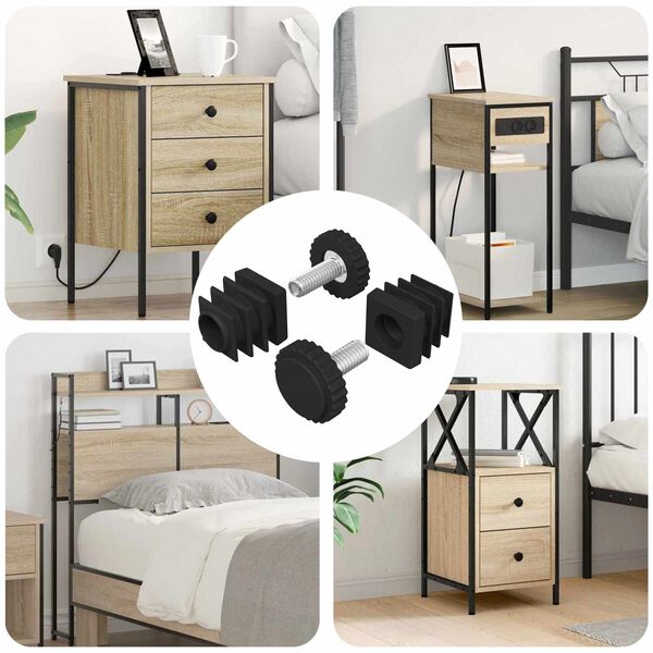 vidaXL Nivelačn&iacute; podložky na n&aacute;bytek Nastaviteln&aacute; 2 pcs Čern&aacute; M6 PP