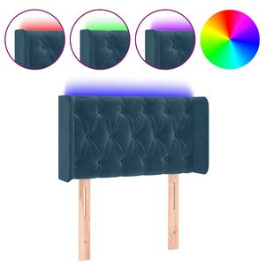 vidaXL Čelo postele s LED tmavě modr&eacute; 83 x 16 x 78/88 cm samet