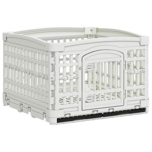 vidaXL 4 panelov&yacute; plot pro psy 122 x 106,5 x 82 cm Plast B&iacute;l&aacute; Skl&aacute;dac&iacute;