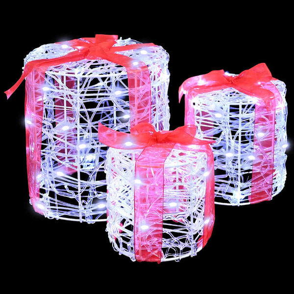 vidaXL Dekorace Dárkové Krabičky 3 pcs Studená bílá 20 x 20 x 21 cm