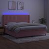 vidaXL Box spring postel s matrac&iacute; a LED růžov&aacute; 200x200 cm samet
