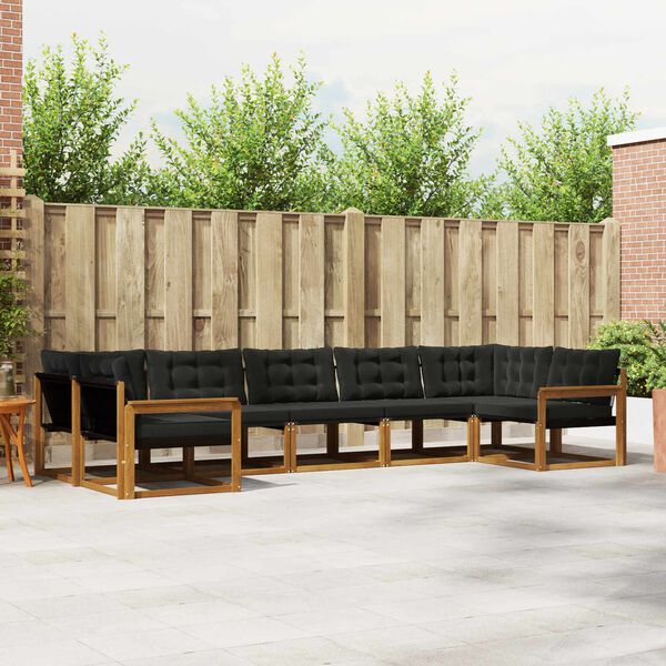 vidaXL Venkovn&iacute; pohovkov&aacute; souprava s pol&scaron;t&aacute;řem 7 pcs Přirozen&aacute; a čern&aacute;