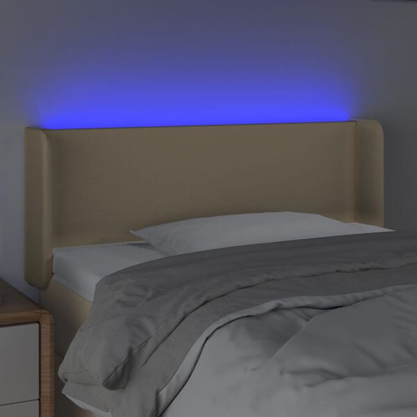 vidaXL Čelo postele s LED kr&eacute;mov&eacute; 83 x 16 x 78/88 cm textil