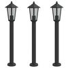 vidaXL Venkovn&iacute; stojac&iacute; lampy 3 ks čern&eacute; 80 cm nerezov&aacute; ocel