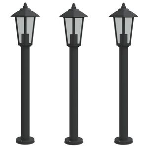 vidaXL Venkovn&iacute; stojac&iacute; lampy 3 ks čern&eacute; 80 cm nerezov&aacute; ocel