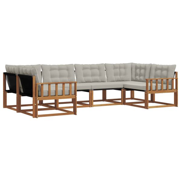 vidaXL Venkovn&iacute; pohovkov&aacute; souprava 6 pcs Př&iacute;rodn&iacute; a světle &scaron;ed&aacute;