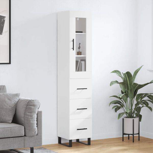 vidaXL Skř&iacute;ň highboard b&iacute;l&aacute; 34,5 x 34 x 180 cm kompozitn&iacute; dřevo