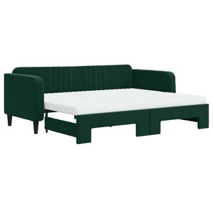 vidaXL V&aacute;lenda s přist&yacute;lkou a matracemi tmavě zelen&aacute; 90 x 200 cm samet
