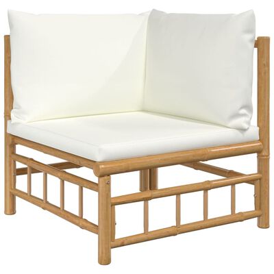 vidaXL 7dílná zahradní sedací souprava krémově bílé podušky bambus