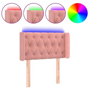 vidaXL Čelo postele s LED růžov&eacute; 83 x 16 x 78/88 cm samet