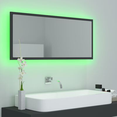 vidaXL LED koupelnové zrcadlo šedé 100 x 8,5 x 37 cm akrylové