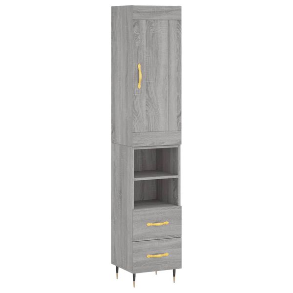 vidaXL Skř&iacute;ň highboard &scaron;ed&aacute; sonoma 34,5 x 34 x 180 cm kompozitn&iacute; dřevo