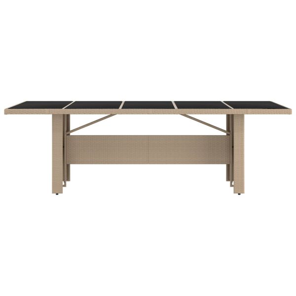 vidaXL Zahradní stůl se skleněnou deskou béžový polyratan a sklo