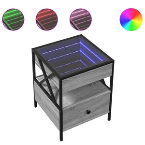 vidaXL Nočn&iacute; stolek s Infinity LED &scaron;ed&yacute; sonoma 40 x 40 x 51 cm