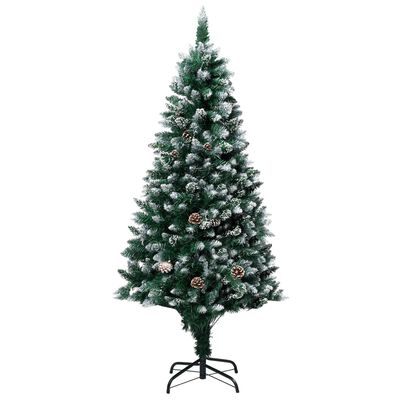 vidaXL Umělý vánoční stromek se šiškami a bílým sněhem 180 cm