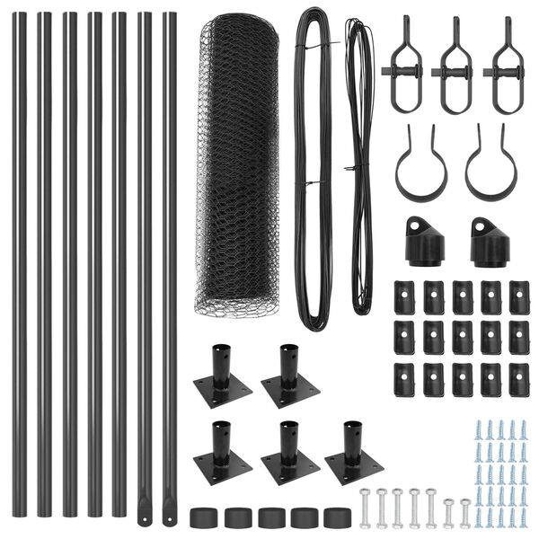 vidaXL Plotový sloupek. Šedá 10 x 0,5 m (13 mm síť) Ocel a PVC