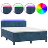 vidaXL Box spring postel s matrac&iacute; a LED tmavě modr&aacute; 140x190 cm samet