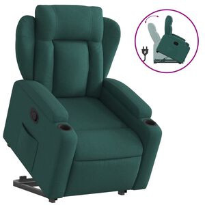 vidaXL Zvedac&iacute; polohovac&iacute; křeslo tmavě zelen&eacute; textil