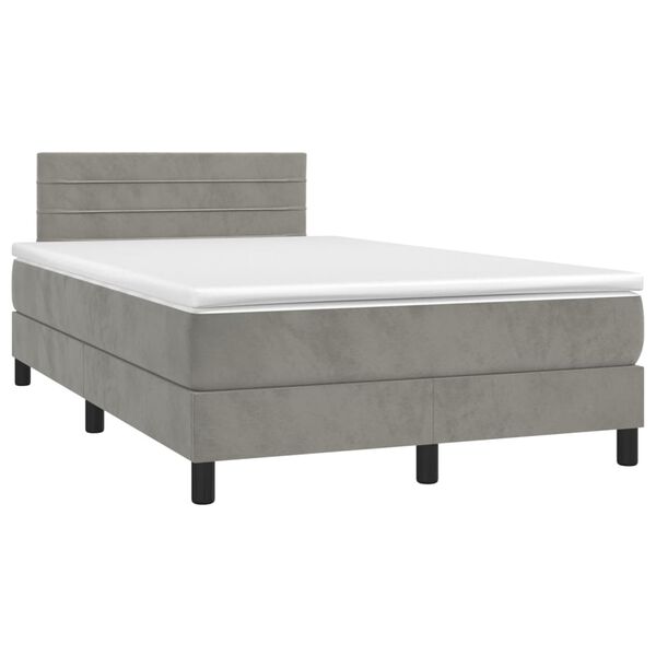 vidaXL Box spring postel s matrac&iacute; světle &scaron;ed&aacute; 120x190 cm samet