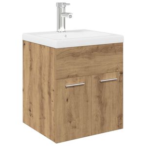vidaXL Umyvadlov&aacute; skř&iacute;ňka s vestavěn&yacute;m umyvadlem a baterie dub artisan