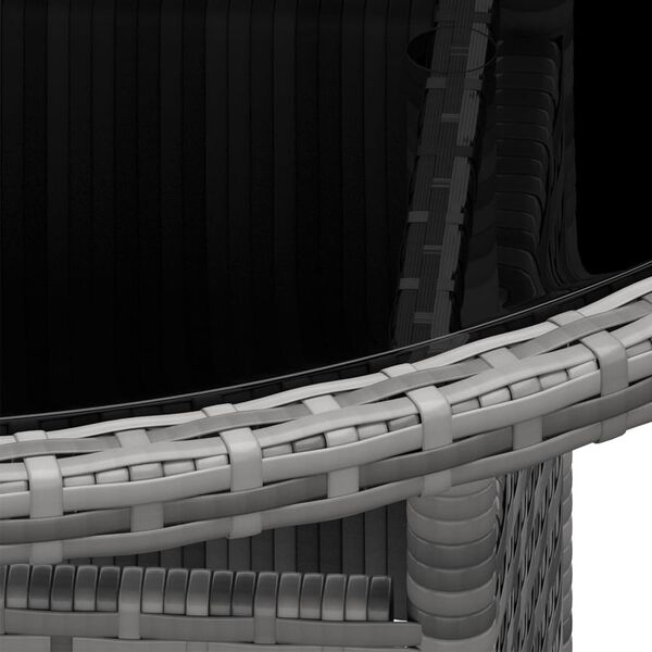 vidaXL Zahradní stůl Ø 80 x 75 cm tvrzené sklo a polyratan šedý