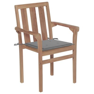vidaXL Zahradní židle 2 ks šedé podušky masivní teakové dřevo