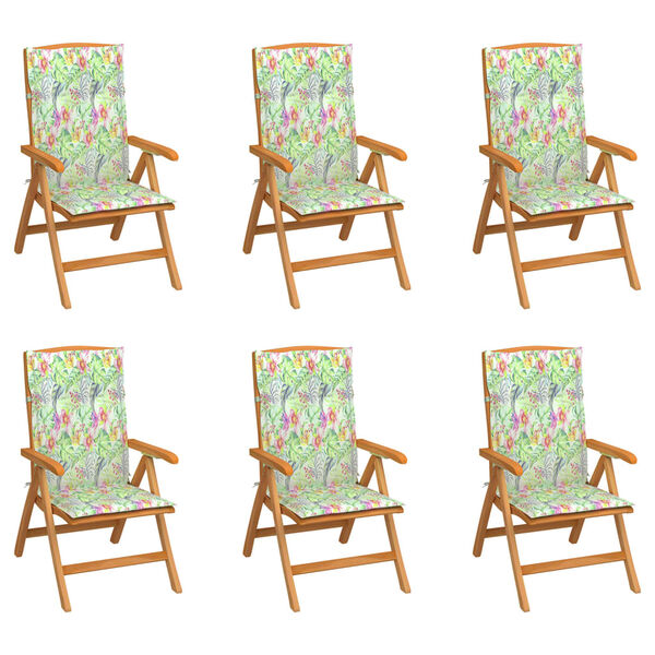 vidaXL Polohovac&iacute; zahradn&iacute; židle s podu&scaron;kami 6 ks masivn&iacute; teak